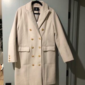 Elegant Cream Double-Breasted Coat